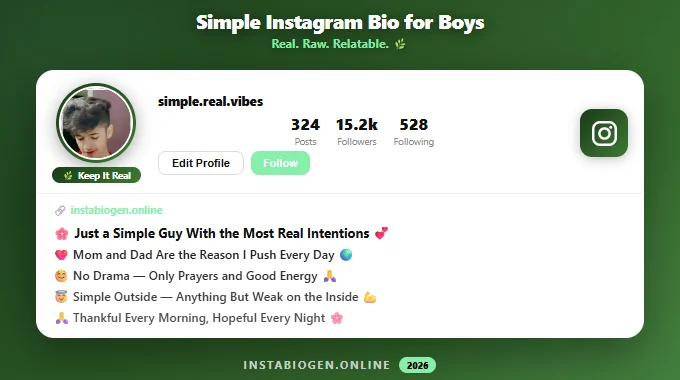 Simple Instagram Bio for Boys